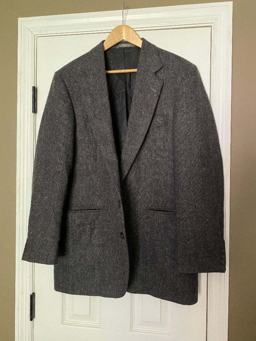 Imperial by Haggar 100% Wool Gray Herringbone Blazer Sport Coat (no size tag)